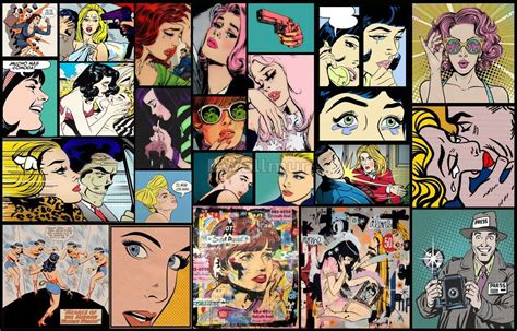 Comic Pop Art Faces Wallpaper Mural Wallpaper • Wallmur® Desktop