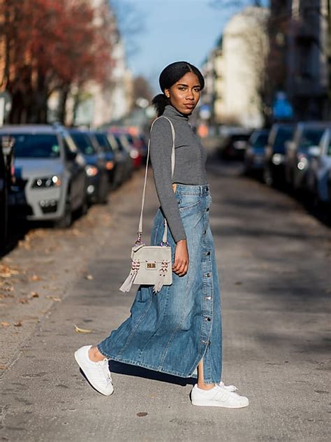 Long Denim Skirt Outfits For Fall Stylight