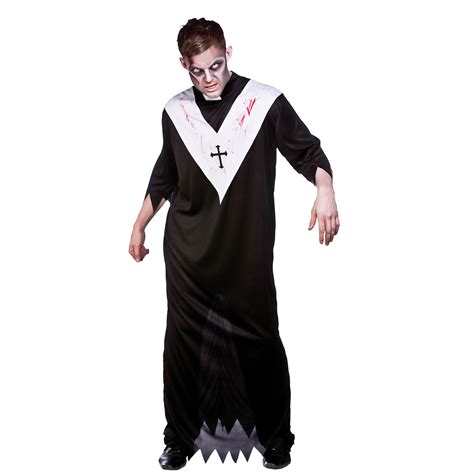 mens adults zombie priest horror scary fancy dress halloween costume outfit new ebay