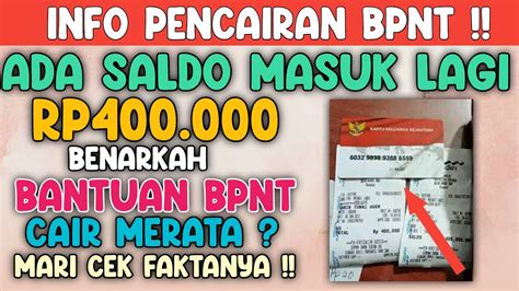 Info Pencairan BPNT Ada Saldo Masuk Lagi Rp400 000 Di Kartu KKS Merah