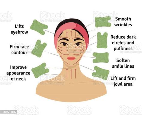 How To Do Gua Sha Massage Infographic Facial Massage Direction Scheme Portrait Of Young Asian