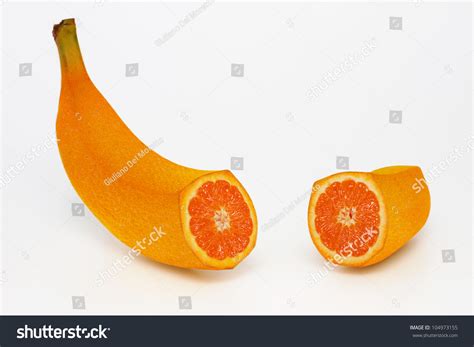 Orange Shaped Like Banana On White Stock Photo 104973155 Shutterstock