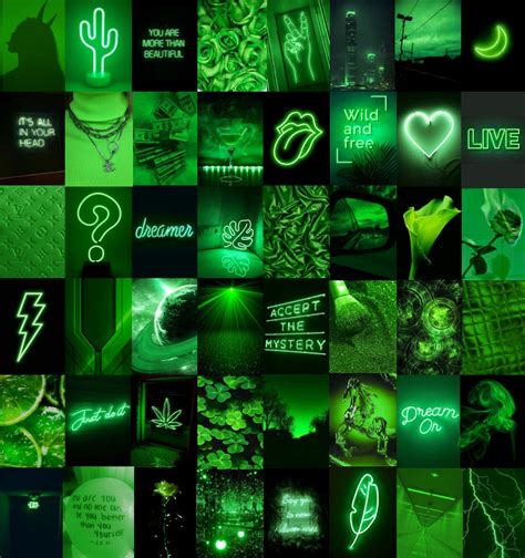 Neon Green Aesthetic Photo Wall Collage Kit Etsy Ireland