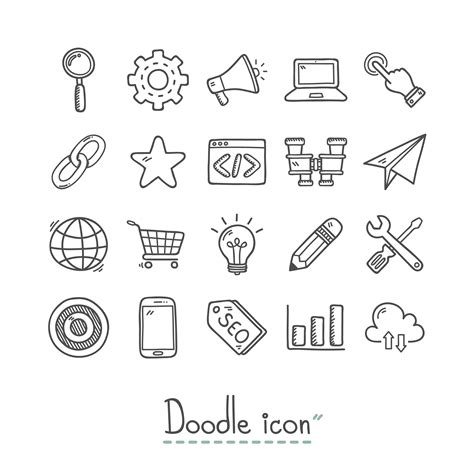 Hand Drawn Icon Font Doodle Vector Clip Art For Personal And