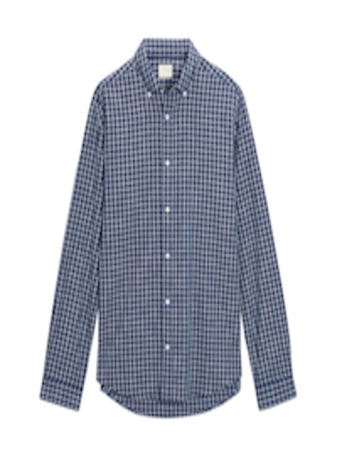 Buy Next Men Blue Comfort Regular Fit Checked Casual Shirt Shirts For