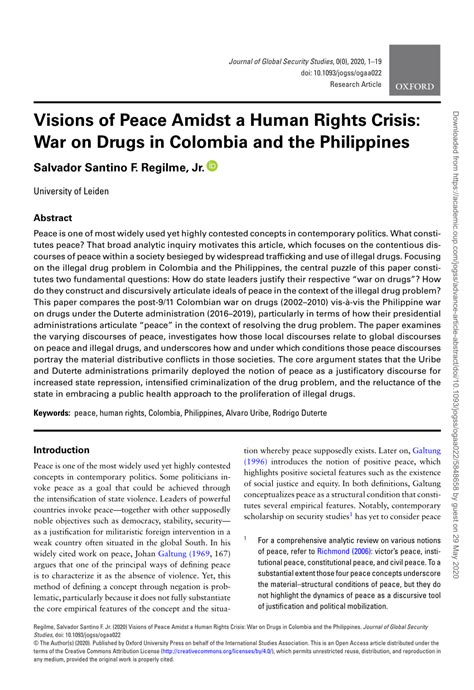 Pdf Visions Of Peace Amidst A Human Rights Crisis War On Drugs 35