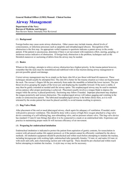 General Medical Officer Gmo Manual Airway Management