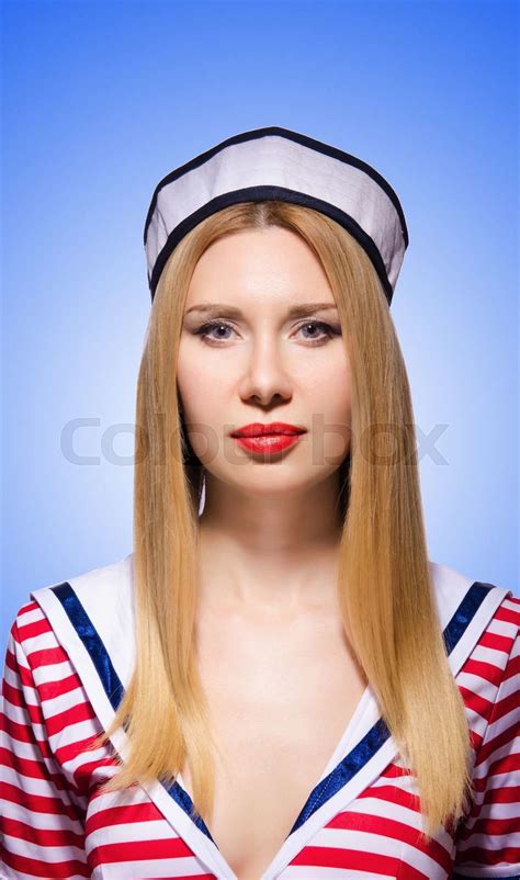 Woman In Sailor Costume Marine Concept Stock Image Colourbox