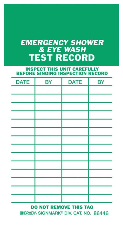 This article has 49 downloadable and printable log sheet templates that will surely be useful for any of your logging needs. Brady™ Emergency Shower/Eyewash Inspection Tag and Test ...