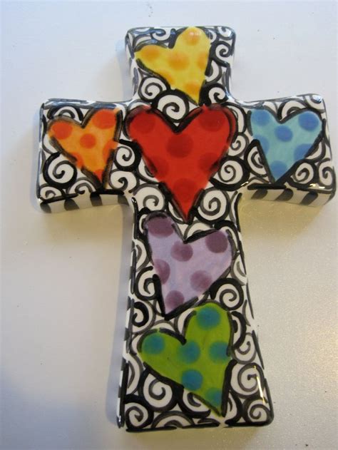 Image Detail For Hand Painted Ceramic Cross By Shannondesigns On Etsy