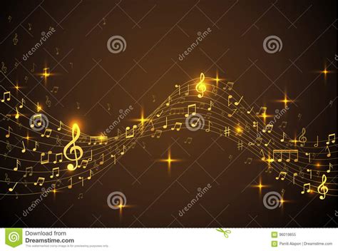 Abstract Background With Gold Color Music Notes Stock Vector
