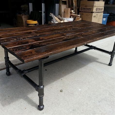 Rustic Coffee Table With Pipe Base Ebay