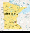 Minnesota, MN, mapa político, con la capital Saint Paul y el área ...