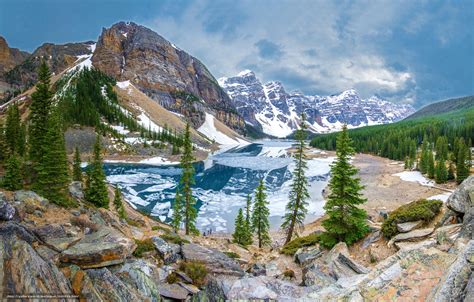Scaricare Gli Sfondi Moraine Parco Nazionale Di Banff Canada Lago