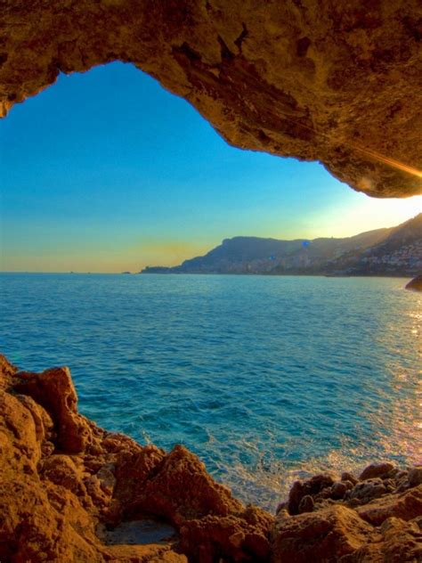 Free Download 1920x1080 Sunrise Ocean Cave Desktop Pc And