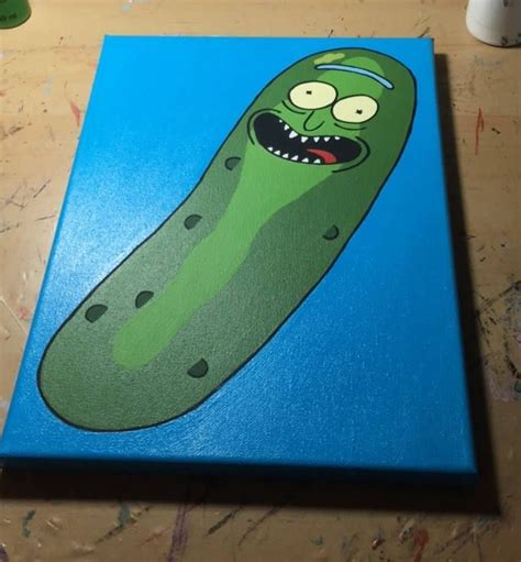 Pickle Rick Original Acrylic Painting Hand Painted Headshots By