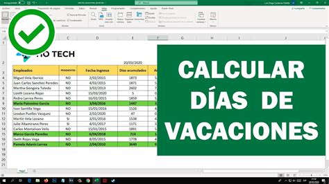 🥇 Cálculo De Vacaciones De Trabajadores En Excel 【 El Tío Tech
