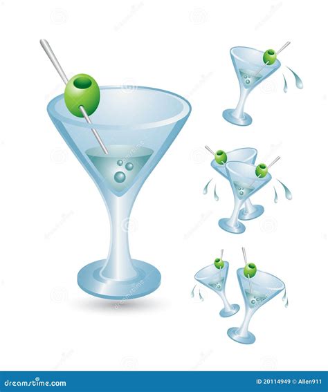 Martini Glasses With Olives Stock Vector Illustration Of Glass Olive 20114949