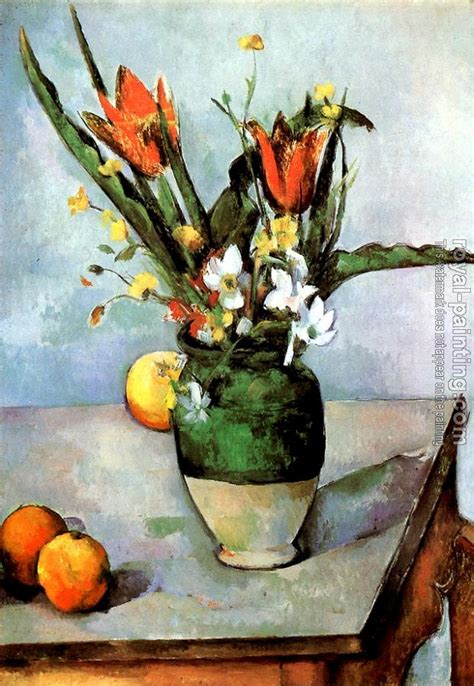 Still Life With Tulips And Apples By Paul Cezanne Oil Painting Reproduction