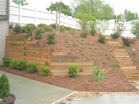 Timber Retaining Wall Landscape Timbers Hillside Landscaping Sloped