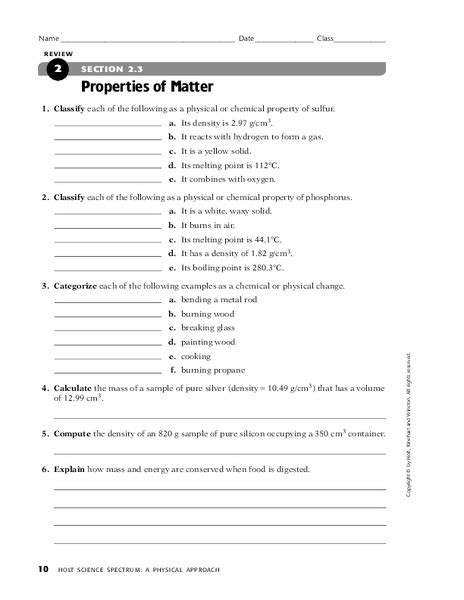 Properties Of Matter Diagram