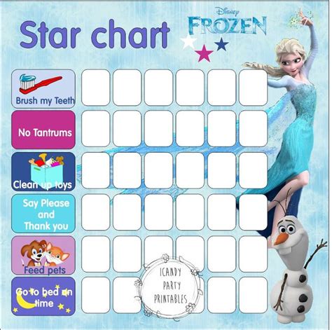 Frozen Star Chart Reward Chart Kids Toddler Reward Chart Printable