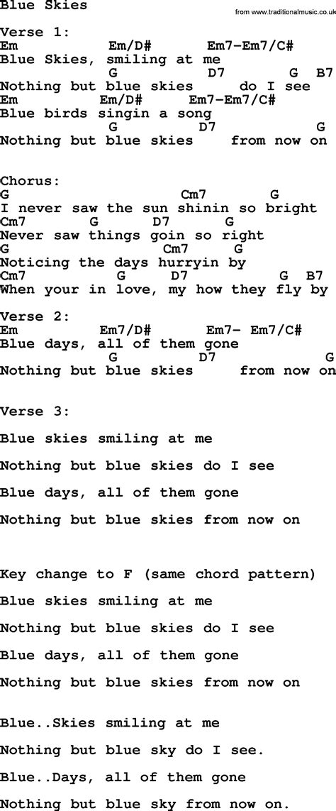 Willie Nelson Song Blue Skies Lyrics And Chords