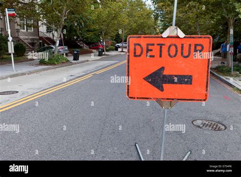 Detour Sign On Road Usa Stock Photo Alamy