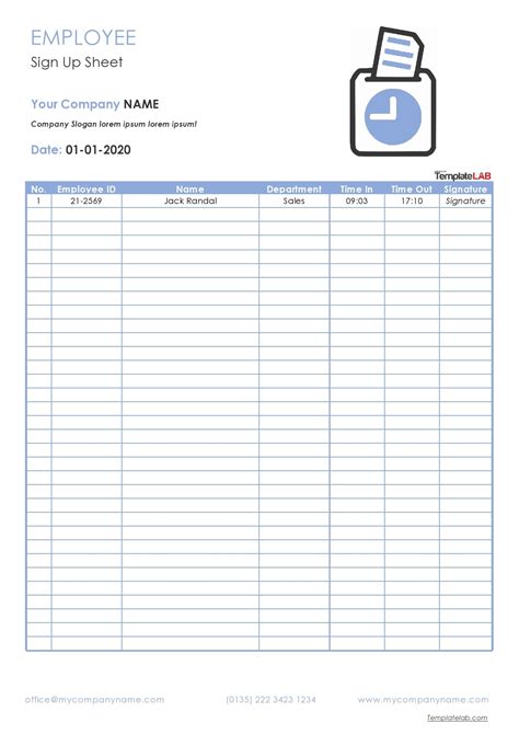 Sign Up Sheet Template Word With Time Slots