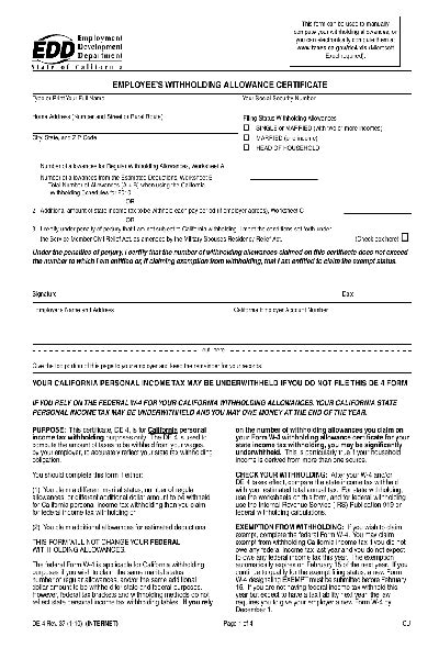 De4 Form 2023 Pdf Printable Forms Free Online