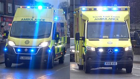 National Health Service Nhs Ambulances Responding Lights And Sirens