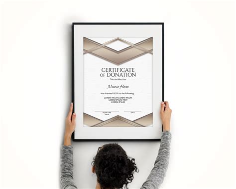 Editable Certificate Of Donation Template Printable Modern Etsy