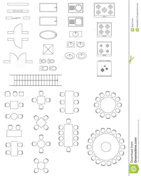 Standard Symbols Used Architecture Plans Icons Set Vector