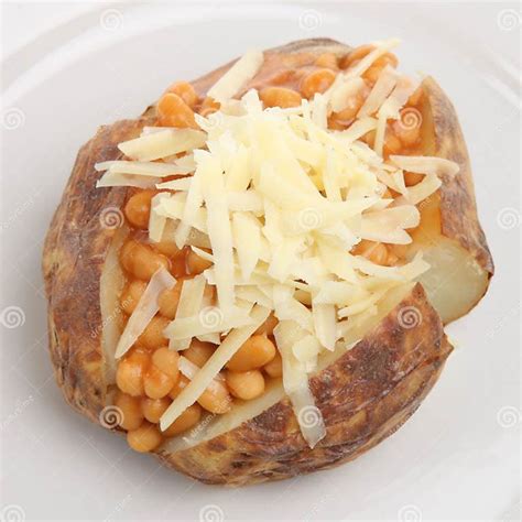 Baked Potato With Beans And Cheese Stock Image Image Of Grated