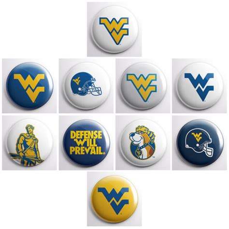 West Virginia Mountaineers College Pinback Buttons Sports Team Pin