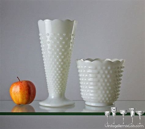 Set Of 6 Mismatched Vintage Anchor Hocking Milk Glass Vases Etsy