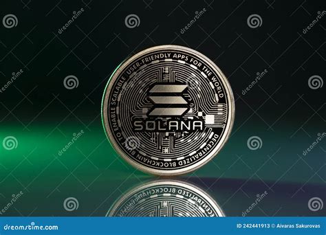 Solana Sol Crypto Coin Placed On Reflective Surfacein Editorial Stock Photo Image Of Coin