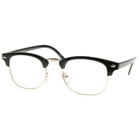 vintage inspired classic half frame horn rimmed clear lens glasses fashion eye glasses clear
