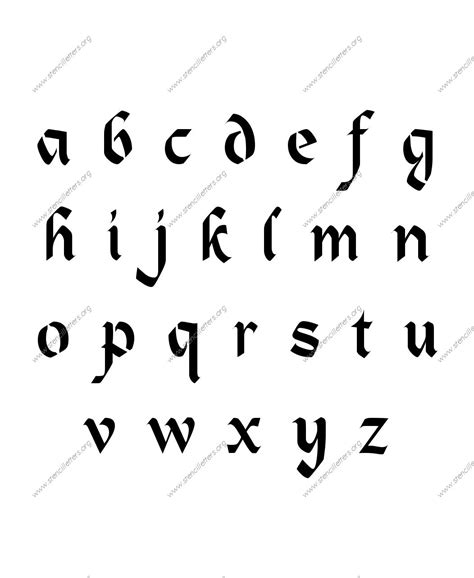 Gothic Calligraphy Uppercase And Lowercase Letter Stencils A Z 14 To 12