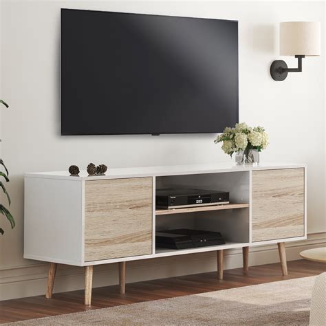 Wampat Mid Century Wood Tv Stand For 60 Flat Screen Modern Tv