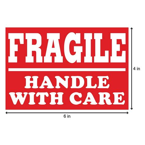 Fragile Handle With Care Stickers 6 X 4 Inch 300 Stickers Per Roll