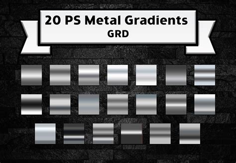 Photoshop Metal Gradients Pack Grd Set Illustration Par Tivecreate