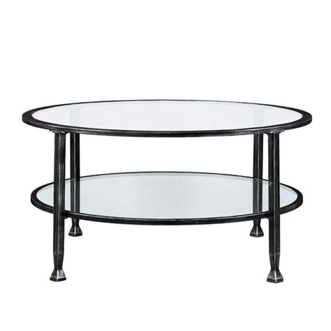 Southern Enterprises Jaymes Black Metal And Glass Round Cocktail Table Ck8740 Bellacor