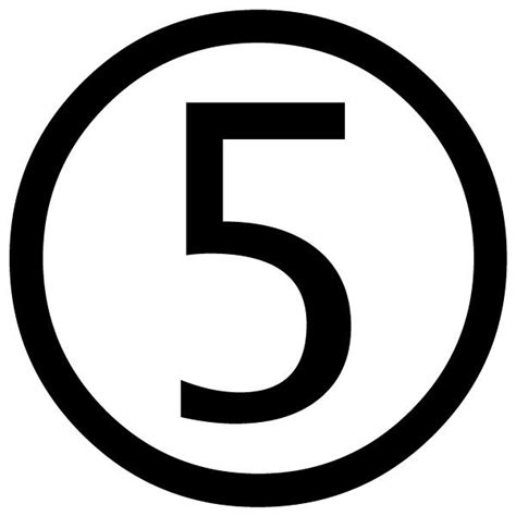 A Black And White Circle With The Number Five Inside It