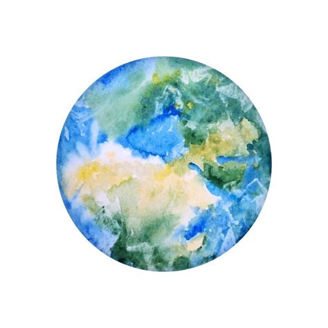 Earth Hand Drawn Globe Watercolor Texture World Map White Background Save Planet Icon