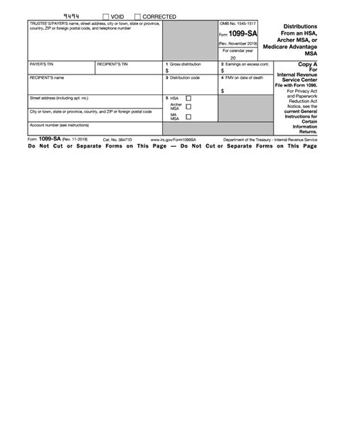Irs 1099 Sa 2019 2022 Fill And Sign Printable Template Online Us