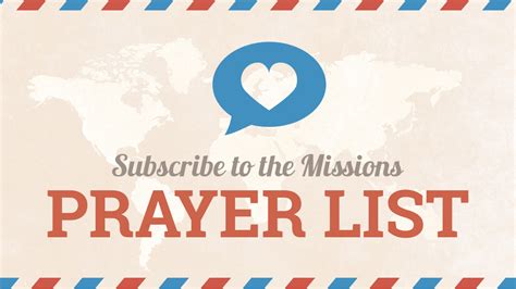 Missions Prayer List