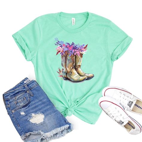 Cowgirl Boots T Shirt Farm Gift Women S Western Tshirt Rodeo Tee