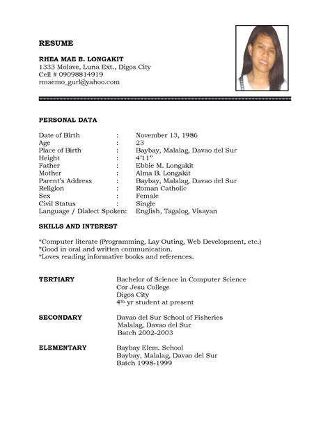 Maybe you would like to learn more about one of these? Resume Sample Simple De9e2a60f The Simple Format Of Resume ...