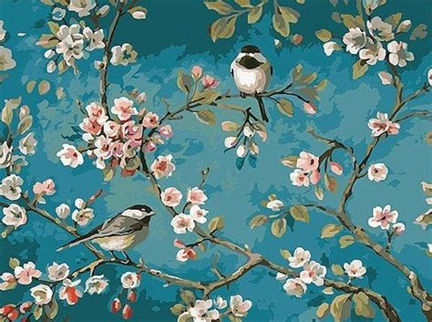 The number one selling cut flowers in the world are roses. Birds balancing on branches - Official Paint By Numbers ...